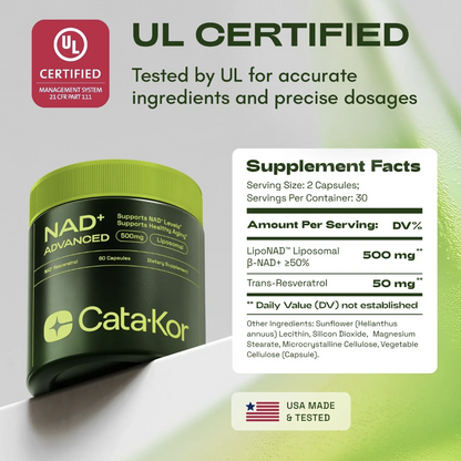 Cata-Kor NAD+ Advanced - NAD Supplement for Skin, Energy & Focus